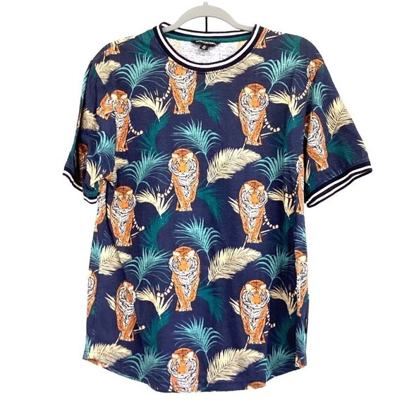 Distortion Men's Tiger prints All-over Graphic Tee Size M - Picture 1 of 14